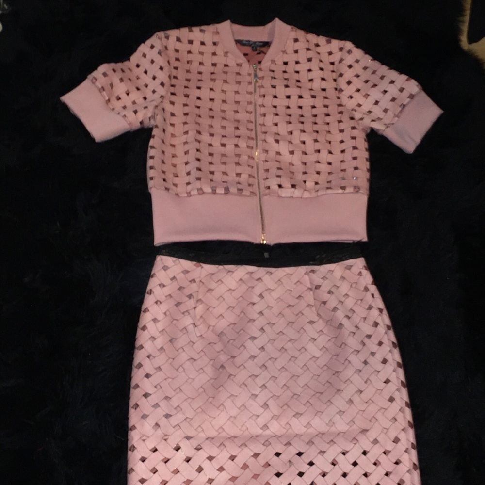 Pink Mesh Two Piece Suite